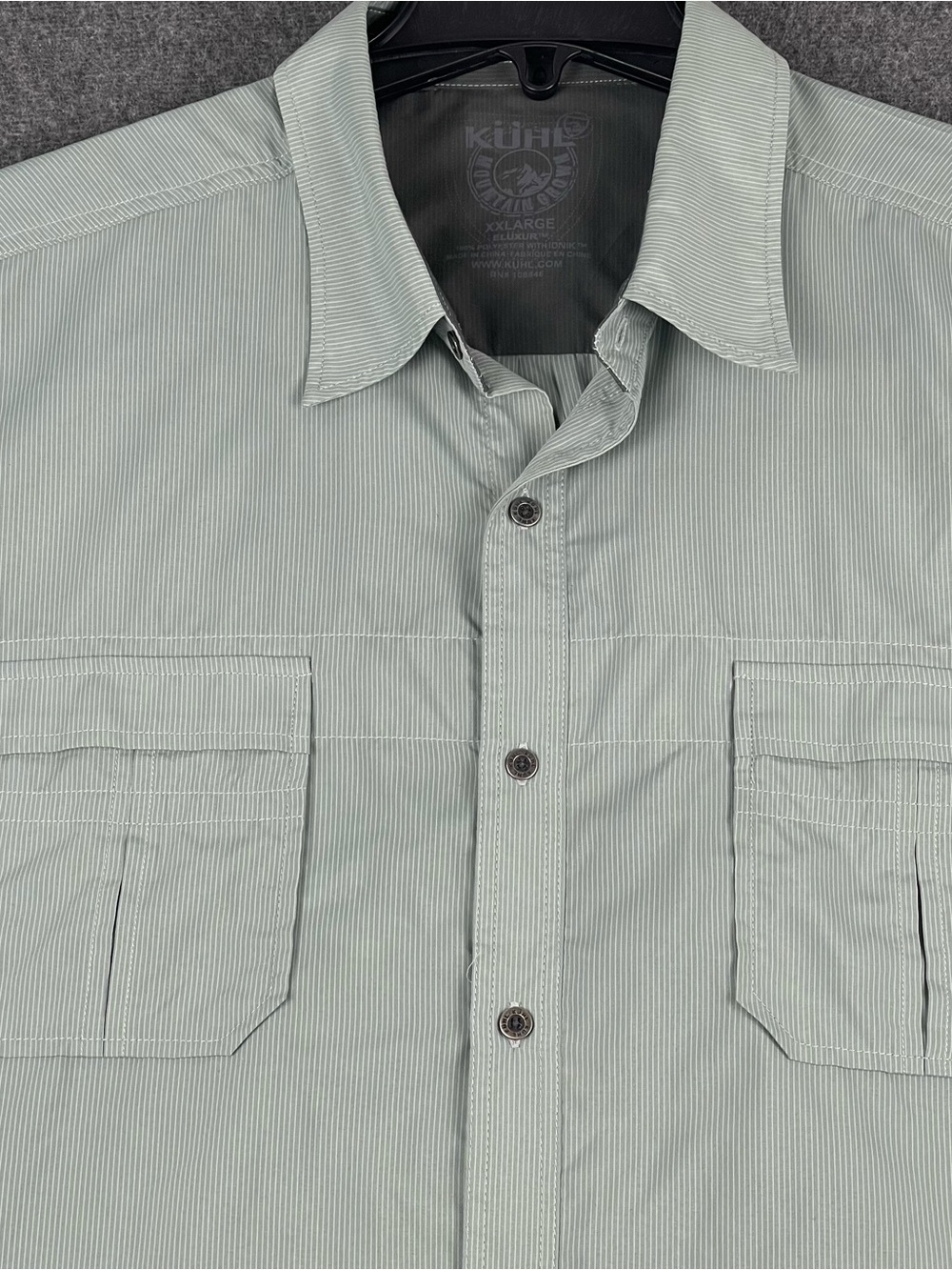 KUHL ELUXUR Mens Button Up Short Sleeve Shirt XXL Lightweight Casual Sage Green